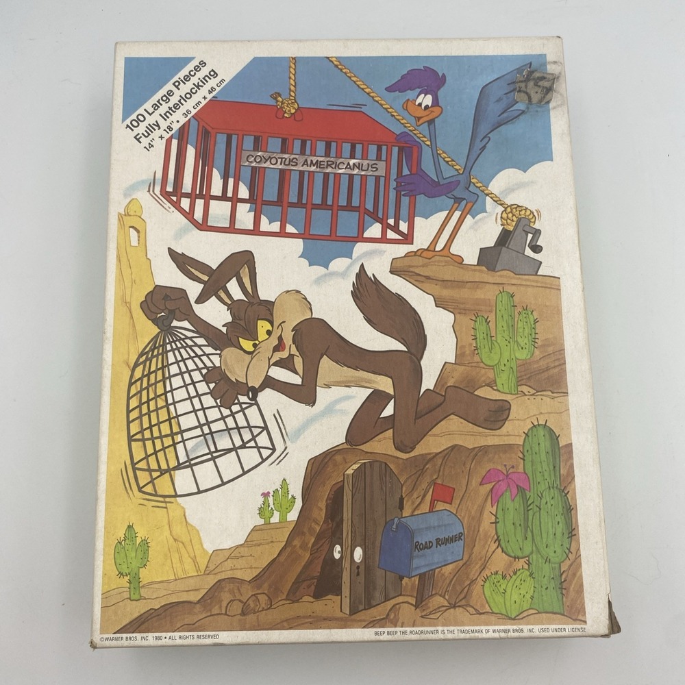 Vintage Beep Beep Road Runner Coyote 100pc Puzzle Warner Bros Whitman 1980‎